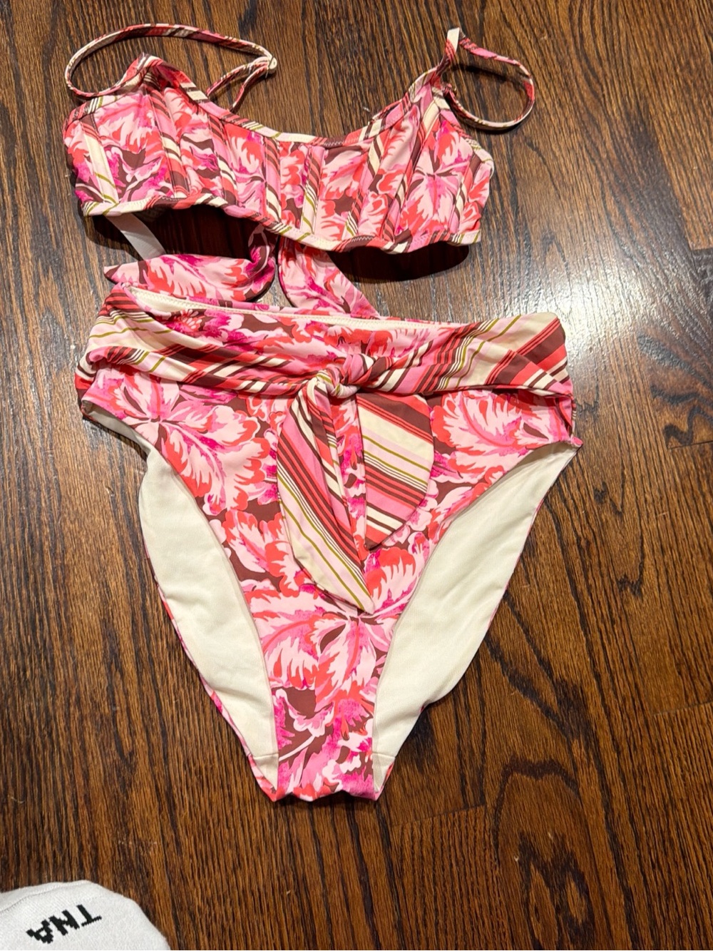 PINK Victoria's Secret Pink Floral High-Waist Two-Piece Bikini with Tie